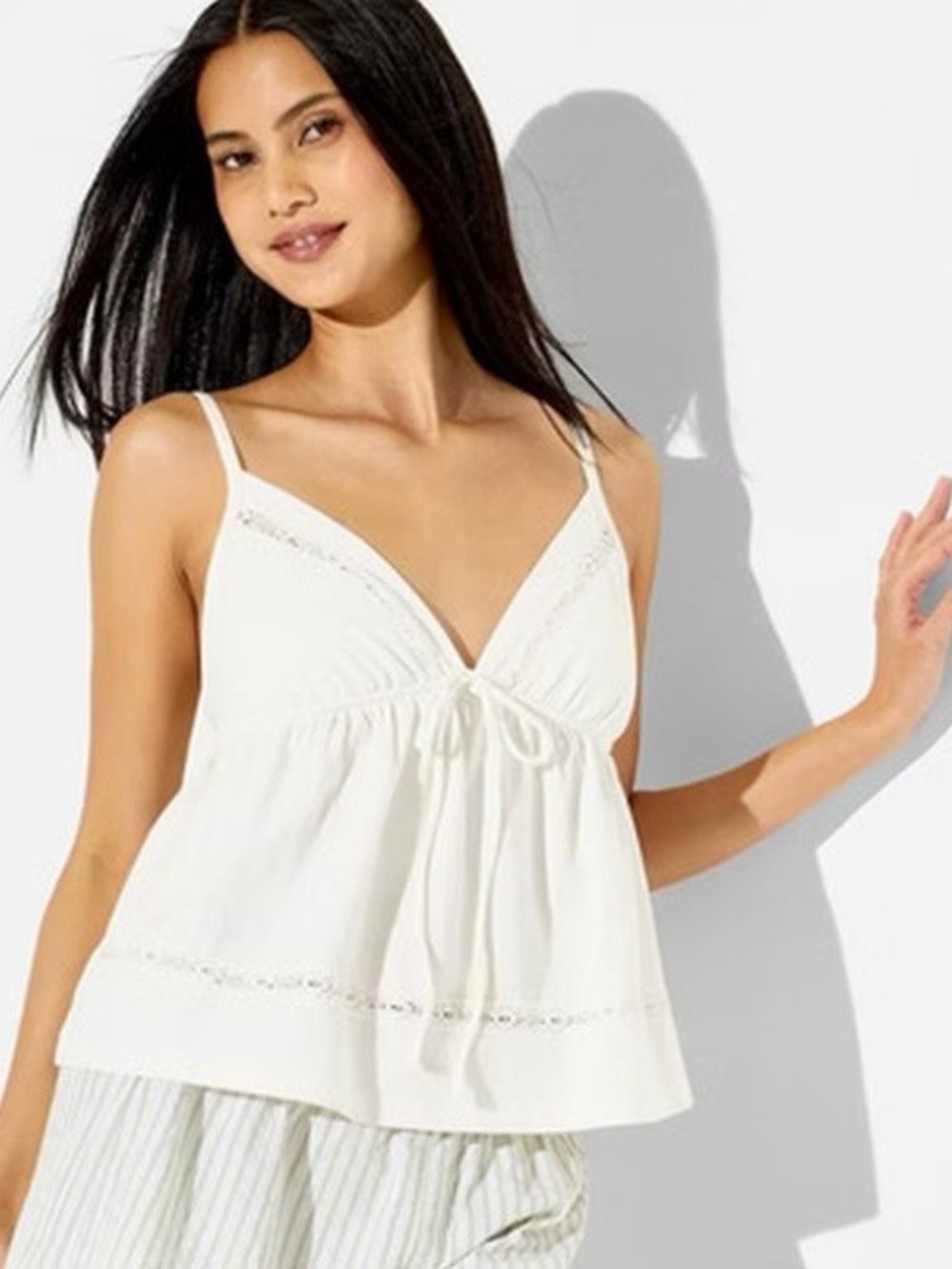wild fable White Lace-Trim Spaghetti Strap Camisole